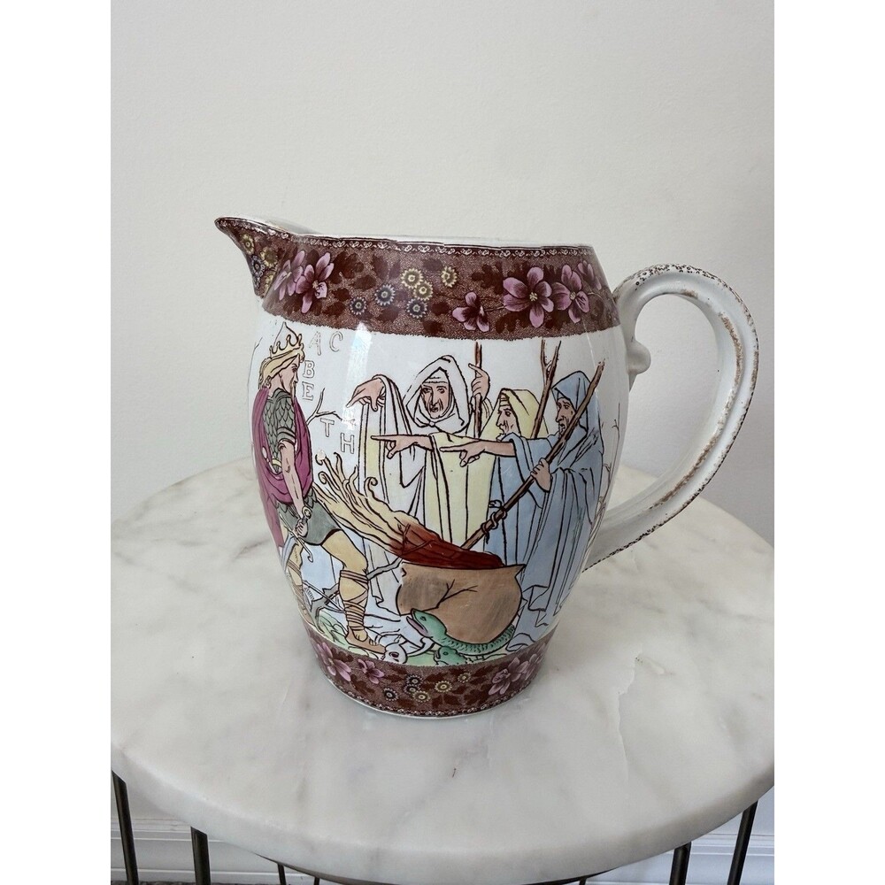 Antique Copeland Spode Shakespeare Jug Pitcher Macbeth Witches England